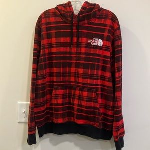 North Face Holiday Red Plaid Print Hoodie. Unisex. Size L